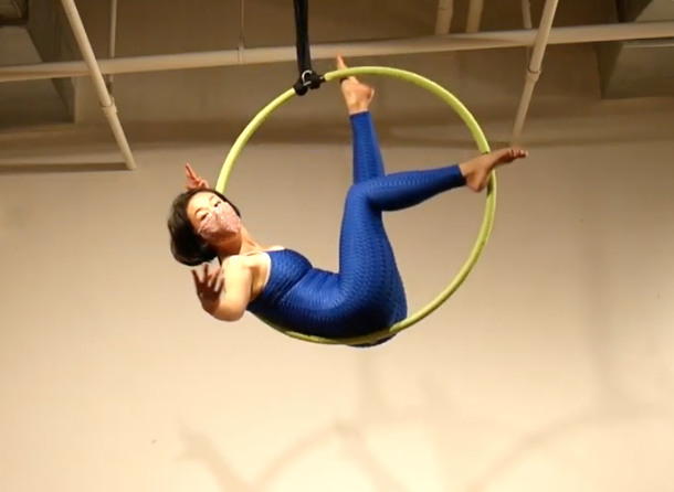 Man in the moon aerial hoop